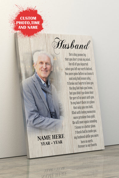Personalized Canvas| Husband Loss| Husband Always in Our Hearts| Memorial Gift for Loss of Husband| Husband Remembrance| Sympathy Gift for a Widow| N1935 Myfihu