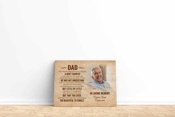 Dad Memorial Personalized Canvas, Dad Remembrance Father's Day in Heaven Sympathy Gift Loss of Father| N2592