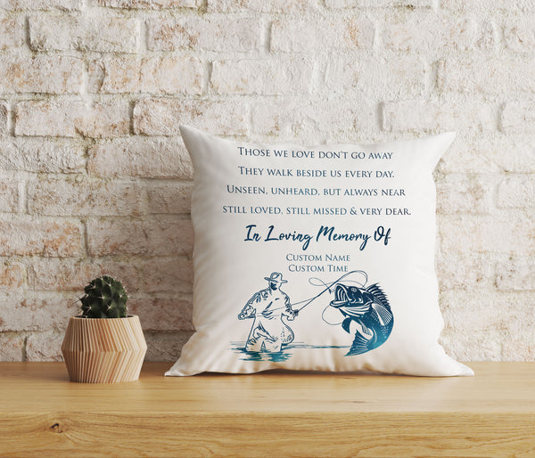 Fishing Memorial Pillow for Loss of Fisherman, Father, Husband| Memory Throw Pillow, Fishing Remembrance JPL94