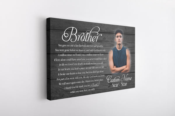 Personalized Brother Memorial Canvas Brother Remembrance Picture Frame Sympathy Gift Loss of Brother N2713