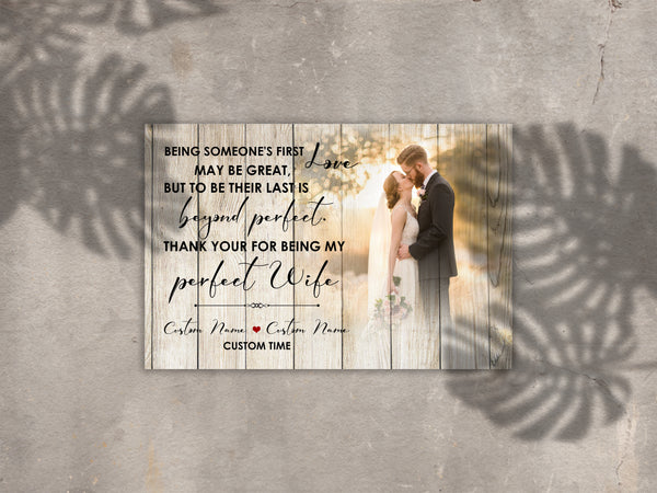 Personalized To My Wife Canvas| Thank You for Being My Perfect Wife Wall Art - Custom Gift for Wife on Valentine's Day, Wedding Anniversary, Christmas, Birthday, Wife Gift| JC450