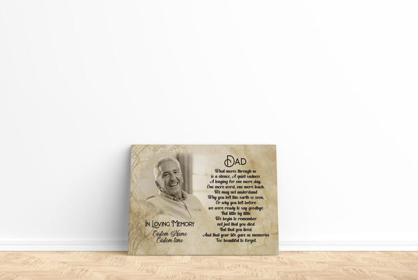 Dad Memorial Customized Canvas Remembrance Father's Day in Heaven, Sympathy Gift for Loss of Father| N2593