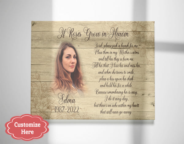 Personalized Memorial Gift Sympathy Roses in Heaven Canvas for Loss of Loved One In Loving Memory - VTQ54