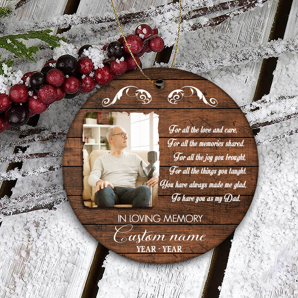 Dad memorial ornament - my angel father, sympathy Xmas ornament, custom bereavement gifts for loss| ONT58