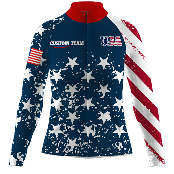 American Womens road cycling jersey Anti-UV US cycle gear 3 Pockets Custom team BMX MTB racing jersey| SLC66