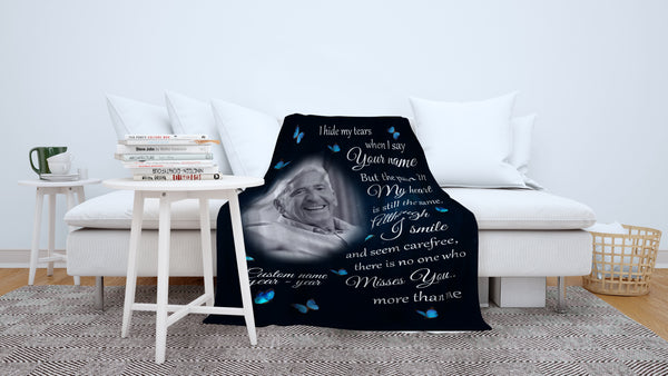 Memorial Blanket| Missed You More Than Me  - Butterflies Custom Blanket| Meaningful Remembrance Fleece Throw, Deepest Grief Sympathy Gift for Loss of Father, Mother| T413