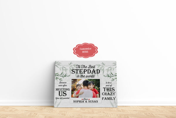 Best StepDad Ever Personalized Canvas Thank You Fathers Day Gift for Bonus Dad Step Father Gift| N2598