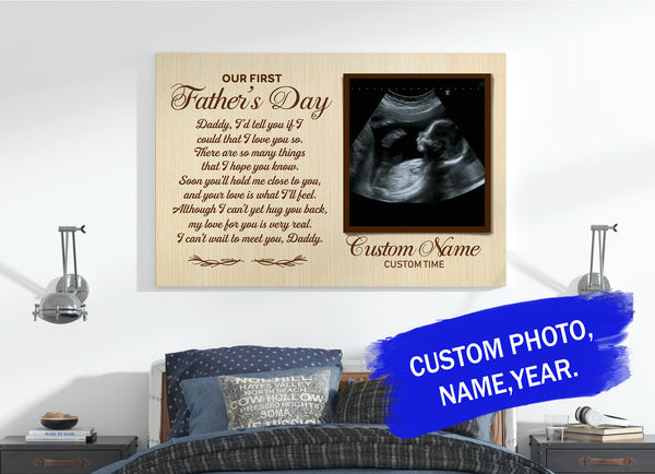 Personalized New Daddy Canvas| Custom Sonogram Wall Art| First Father's Day Gift for Husband Dad To Be Expecting Father JC335