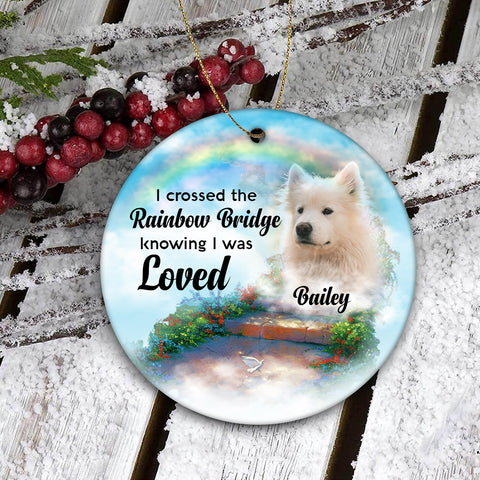 Pet Memorial Ornament - Cross The Rainbow Bridge, Pet Loss Ornament, Remembrance Loss of Dog, Loss of Cat, Sympathy Gift for Dog Owners| NOM119