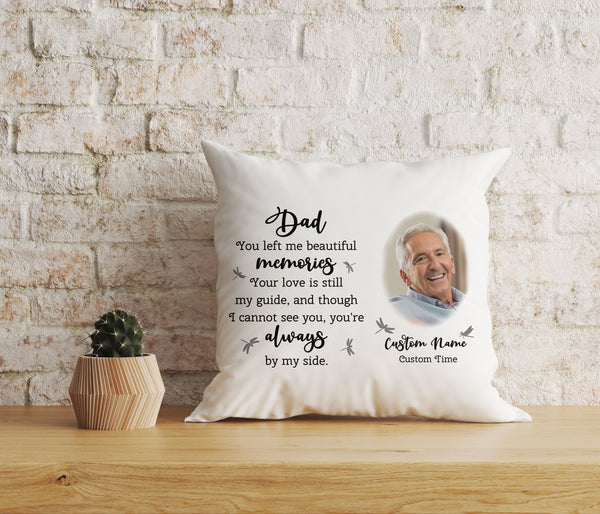 Dad Memorial Pillow Personalized Remembrance Dad Fathers Day in Heaven Loss of Father 1-side Print| NPL164