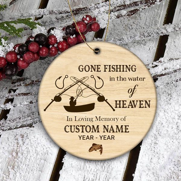 Gone Fishing memorial ornament, Fisherman in Heaven ornament, Fishing remembrance gifts| ONT121