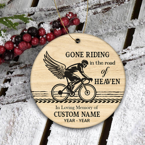 Gone riding in heaven - cyclist memorial ornament, mountain biker Xmas gift, BMX cycling ornament| ONT15