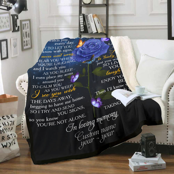 Memorial Blanket| As I Sit In The Heaven - Custom Image Blanket | Meaningful Remembrance Fleece Throw, Deepest Grief Sympathy Gift for Loss of Son, Mother, Father, Grandmother, Grandfather| T218