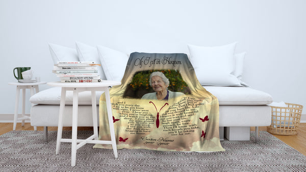 Memorial Blanket - As I Sit in Heaven Blanket| Remembrance Blanket for Loss of Loved One| Memorial Fleece Throw, Mother Loss, Father Loss Sympathy Gift| N1341