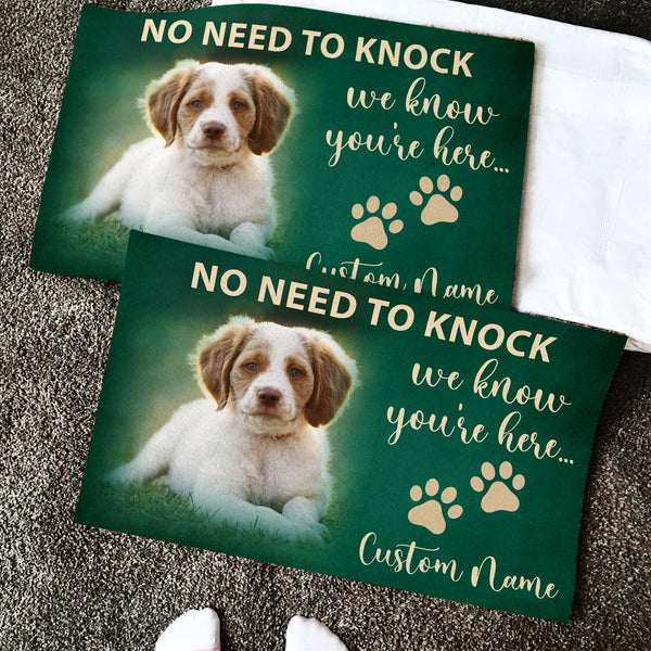 Personalized Dog Doormat - No Need To Knock Doormat - Funny Dog Welcome Doormat Dog Lover Gift Front Door Decor Dog Mat - JD42