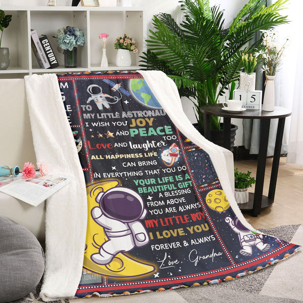 Grandson Personalized Blanket | Your Life Is A Beautiful Gift - Astronaut Blanket | Courage Fleece Throw | T933