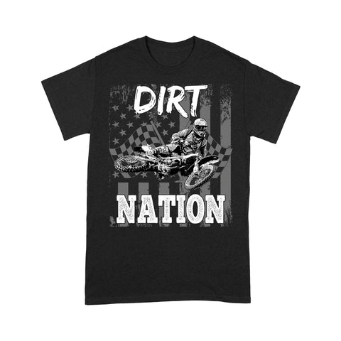 Dirt Bike Men T-shirt - Dirt Nation American Flag Biker Tee - Cool Extreme Motocross Shirt| NMS235 A01