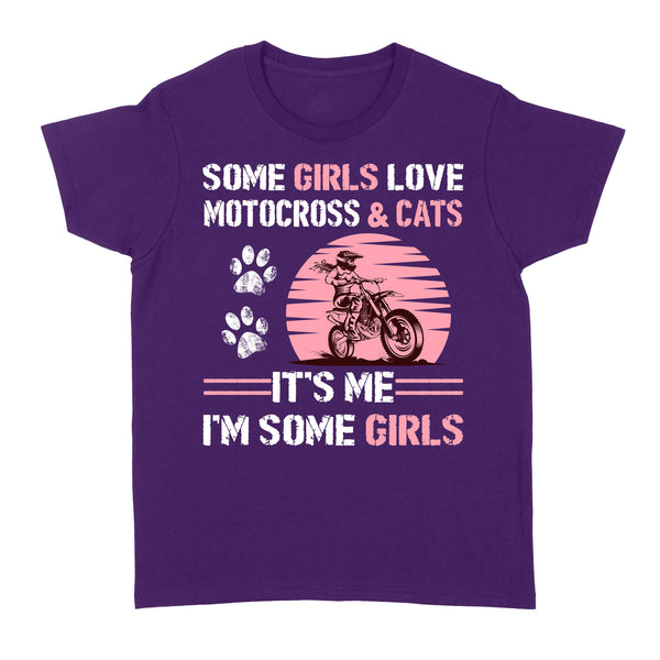 Some Girls Love Motocross & Cats, MX Racing Biker Girl Shirt, Women Rider Off-road Motorcycle Shirt| NMS350 A01