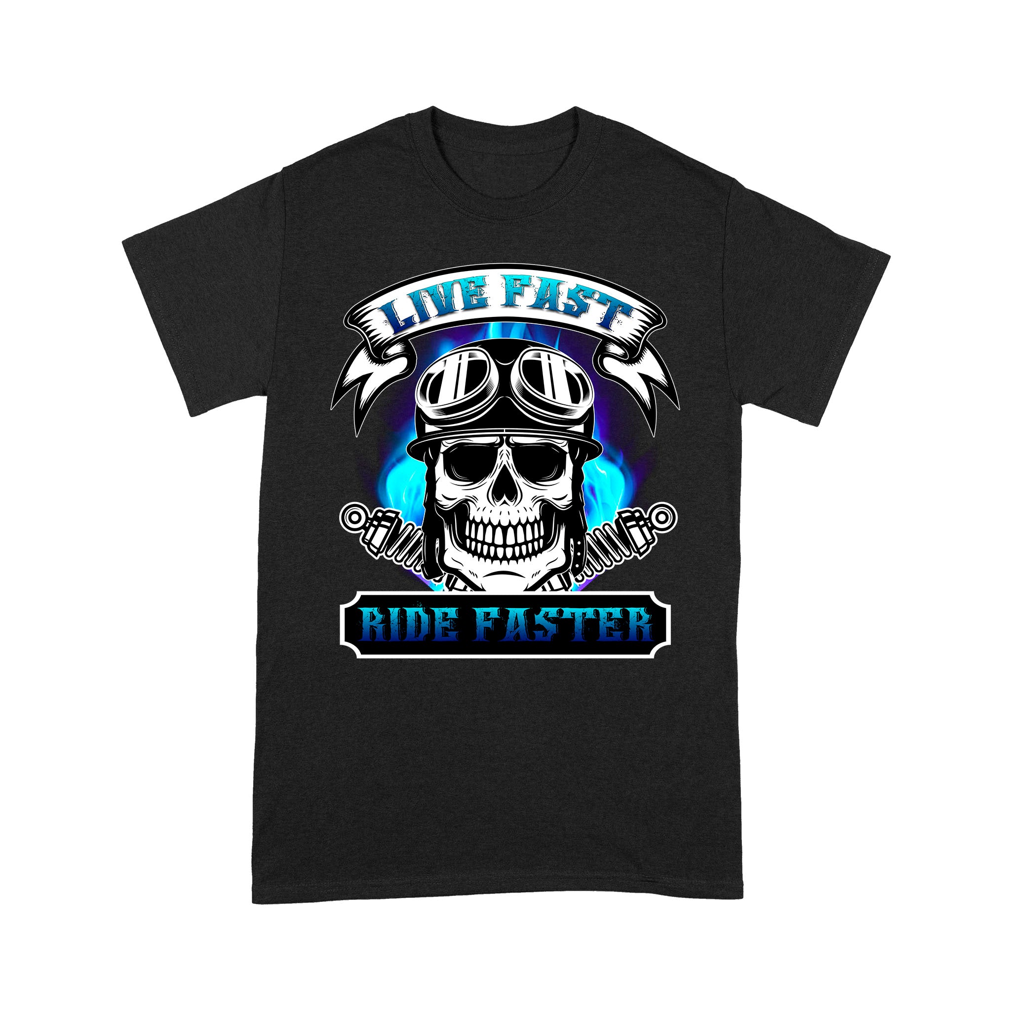 Motocycle Men T-shirt - Live Fast Ride Faster, Cool Skull Riding Tee Motocross Off-road Racing Shirt| NMS128 A01