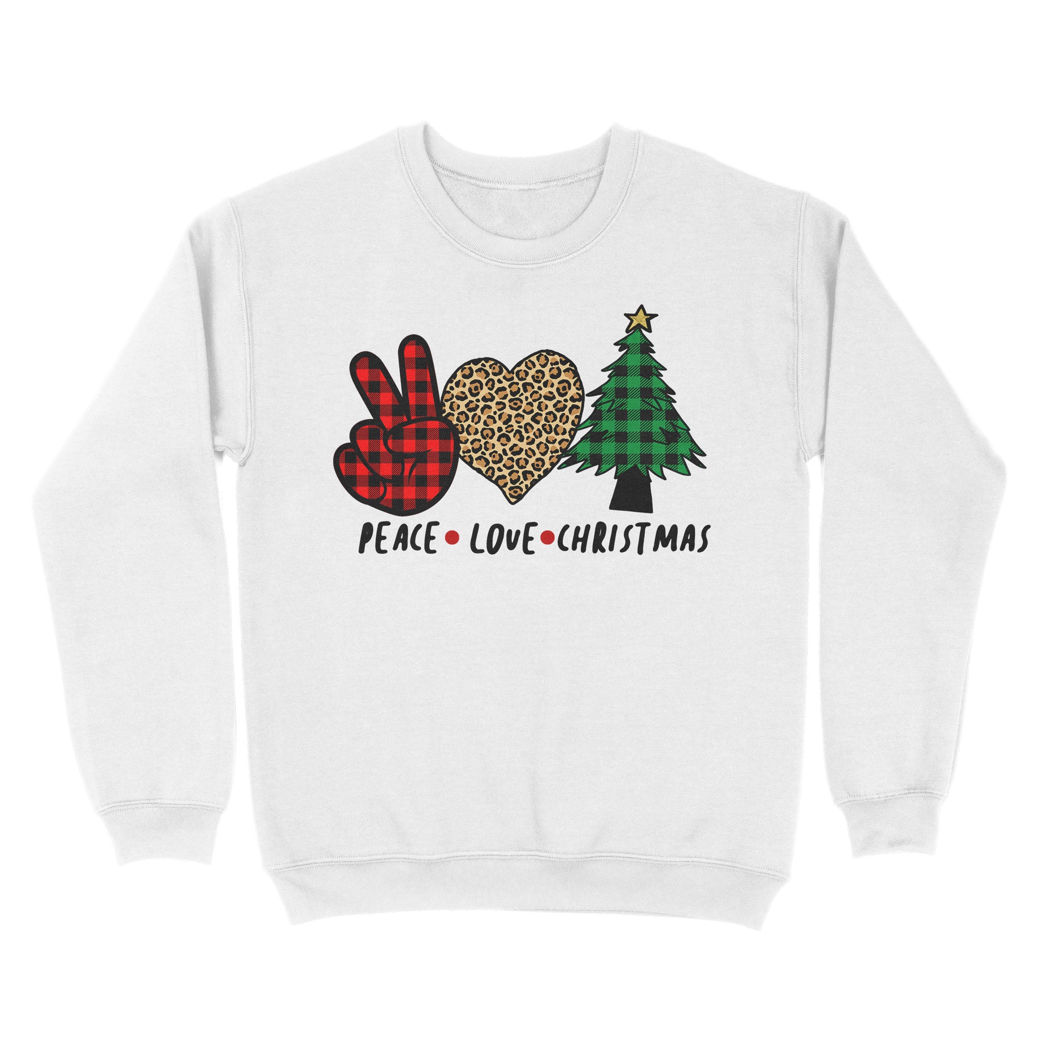 Peace Love Christmas Sweatshirt, buffalo Plaid xmas gifts FFS - IPHW1920