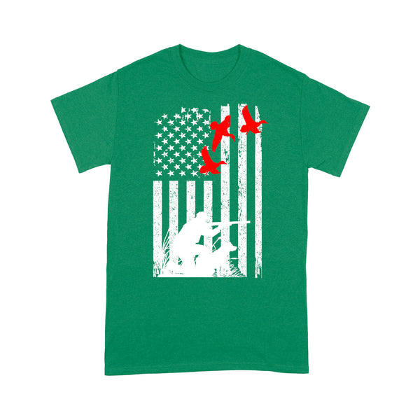 Duck hunting american flag 4th July, duck hunting dog NQSD39 - Standard T-shirt