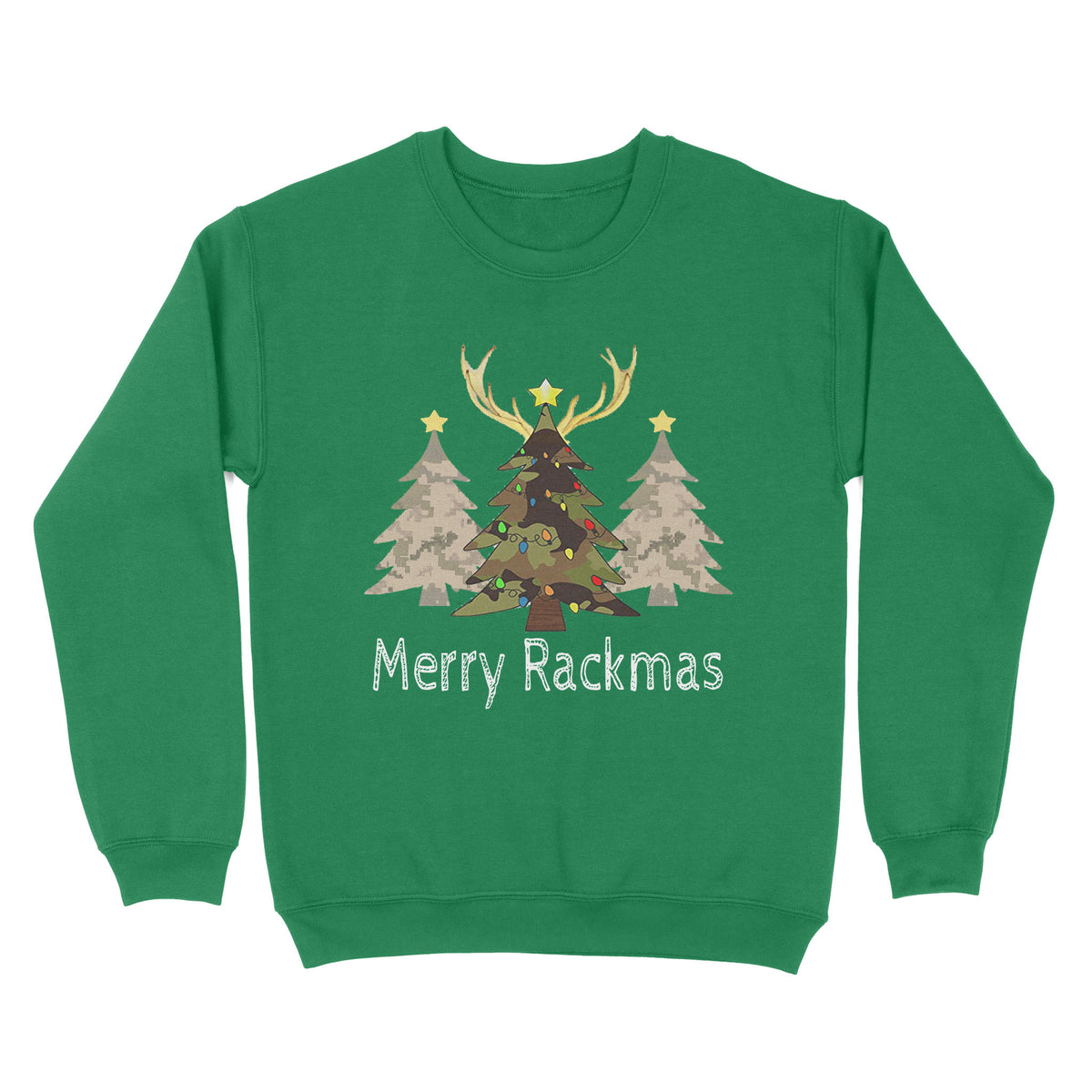 Deer, Elk, Moose hunting Merry Rackmas hunting gift for men Standard Crew Neck Sweatshirt