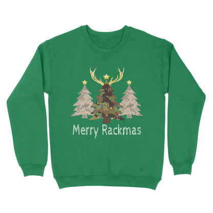 Deer, Elk, Moose hunting Merry Rackmas hunting gift for men Standard Crew Neck Sweatshirt