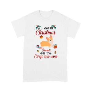 Corgi and Wine Xmas T-shirt - Custom Dog Color, Cute Shirt for Dog Mom, Dog Dad, Corgi Lovers| NTS235