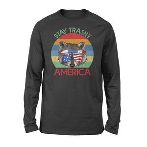 Raccoon stay trashy America flag Long sleeve shirt - FSD1455D05