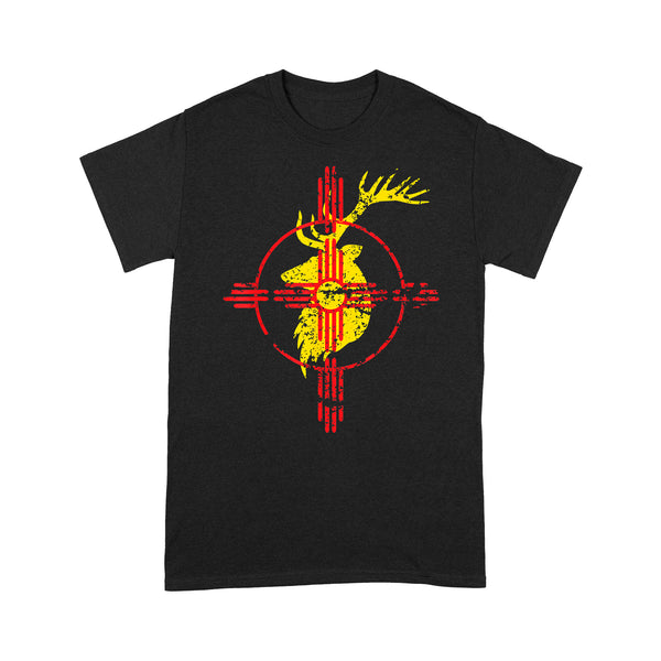 New Mexico State Flag Elk Hunting Zia Symbol T-Shirt - FSD1180 D06