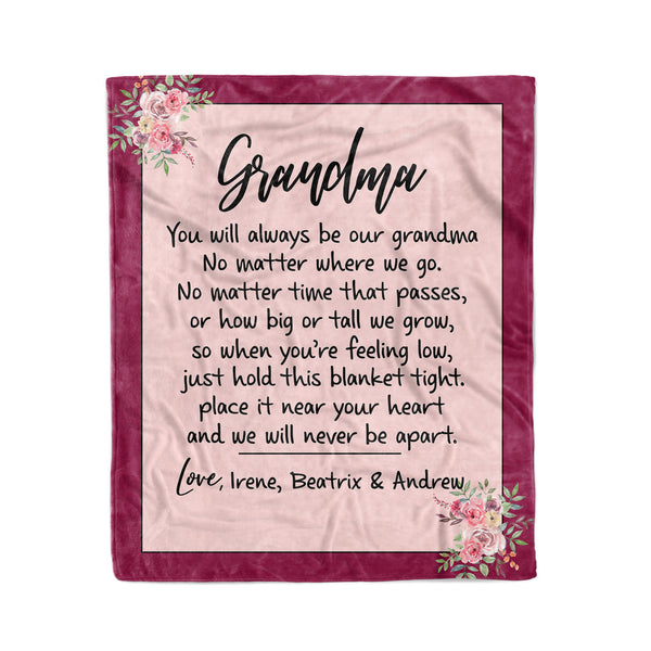Grandma Gift for Grandma Blanket Christmas Gift for Grandmother Personalized Throw Blanket Custom Grandchild Name - FSD1368D03
