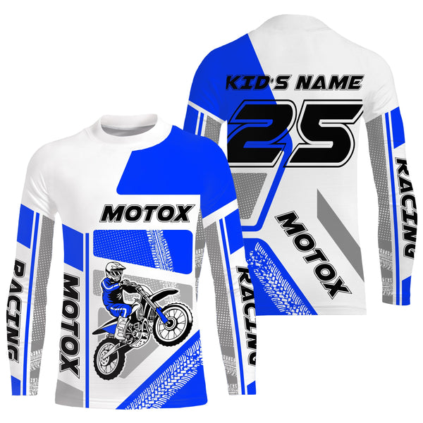 Customizable dirt bike jersey youth kid adult UPF30+ blue riding Motocross off-road extreme shirt PDT75