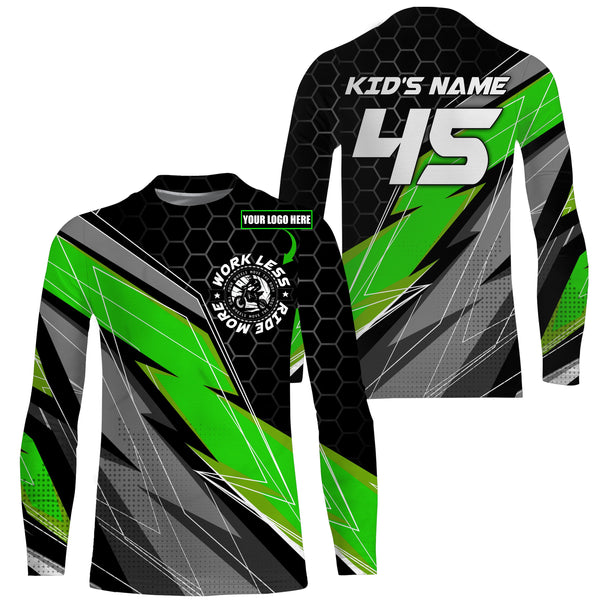 Custom logo racing jersey UPF30+ UV protective Work Less Ride More dirt bike motorcycle racewear NMS1014