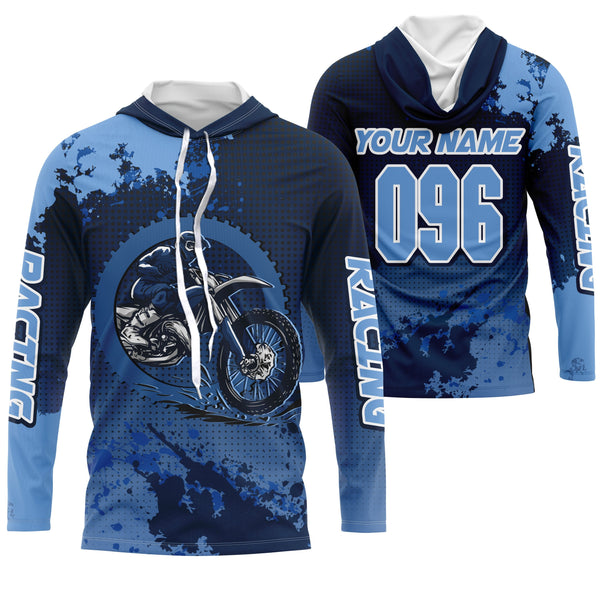 Custom Motocross racing jersey UV protective blue dirt bike for youth men women motorcycle shirt PDT25