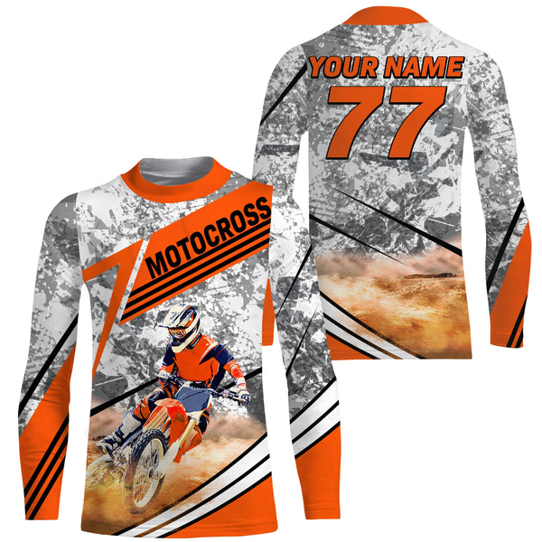 Custom bikers photo motocross jersey camouflage UPF30+ kids men women dirt bike motorcycle offroad NMS1029