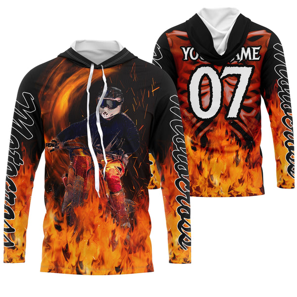 Personalized UPF30+ Motocross jersey racing biker orange adult&kid skeleton MX off-road motorcycle PDT27