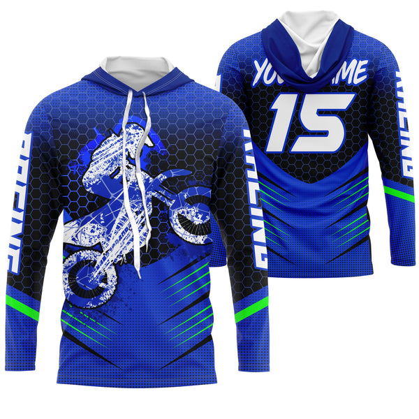 Youth kid adult dirt bike jersey UV blue Motocross custom off-road MX racing shirt motorcycle PDT104