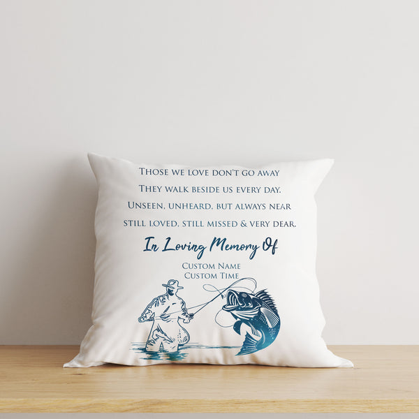 Fishing Memorial Pillow for Loss of Fisherman, Father, Husband| Memory Throw Pillow, Fishing Remembrance JPL94