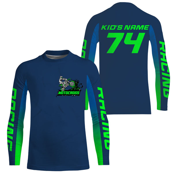 Custom motocross jersey blue UPF30+ kids men women dirt bike racing enduro motorcycle off-road NMS1028