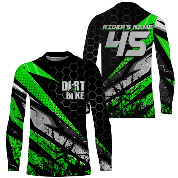 Customizable Motocross jersey for kid men women UPF30+ off-road dirt bike green MX racing shirt PDT109