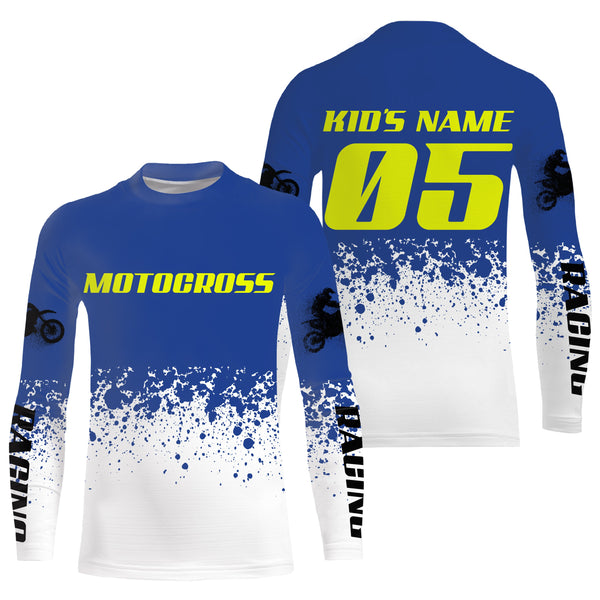 Custom motocross jersey blue dirt bike UPF30+ kids men women racing enduro motorcycle off-road NMS1031
