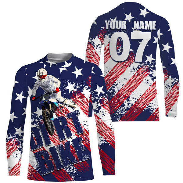 Motocross American flag custom MX jersey UPF30+ men women kid off-road racing dirt bike motorcycle PDT88