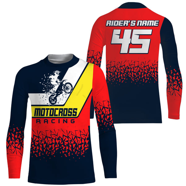 Motocross racing custom jersey UPF30+ unisex adult kid dirt bike offroad motorcycle rider outfits NMS1016