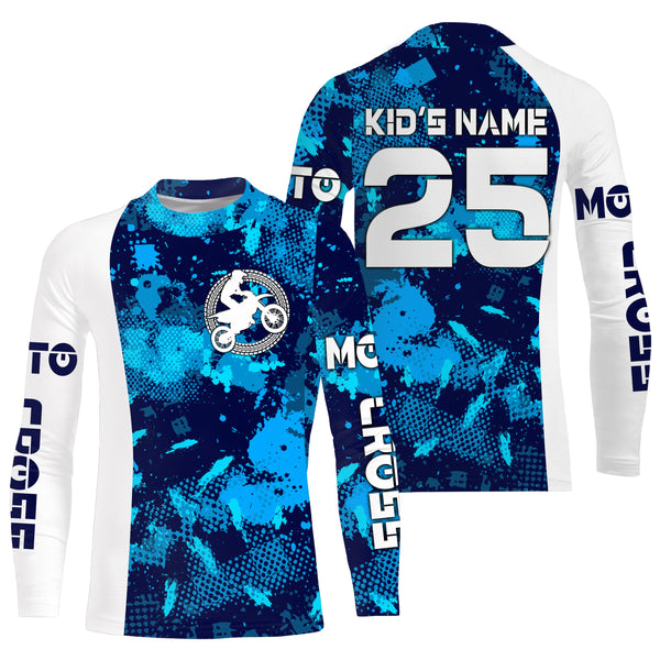 Personalized blue MX jersey extreme UPF30+ kid youth adult Motocross off-road motorcycle shirt PDT70