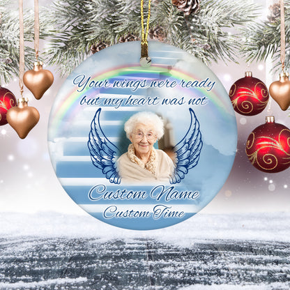 Memorial ornament - your wings were ready, Christmas in heaven, remembrance ornament home decor| ONT27