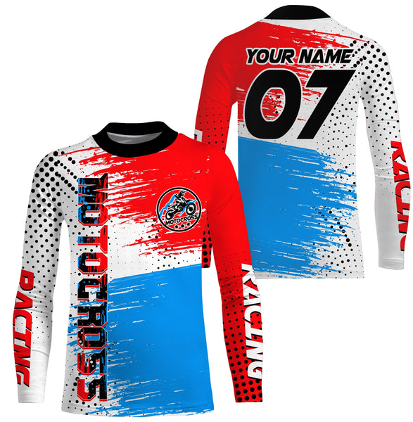 Custom Motocross UPF30+ jersey extreme men women kid red MotoX youth biker racing off-road shirt PDT71