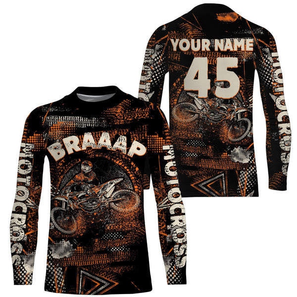 Dirt bike custom youth kid adult MX jersey UPF30+ motocross orange off-road motorcycle riding PDT61