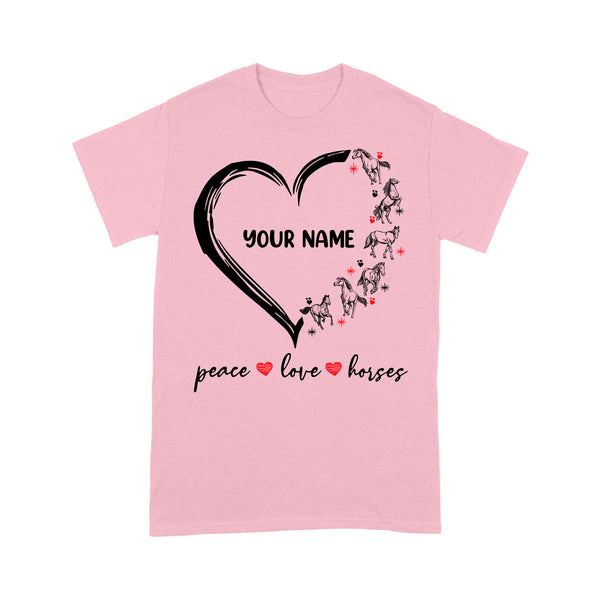 Peace love horses tattoo customized name horse shirt for girl, horse shirts D06 NQS2908 - Standard T-Shirt