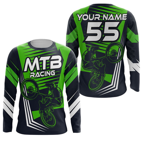 Mountain bike shirt kids UPF30+ MTB jersey for boys girls Green downhill shirt mens cycling gear| SLC247