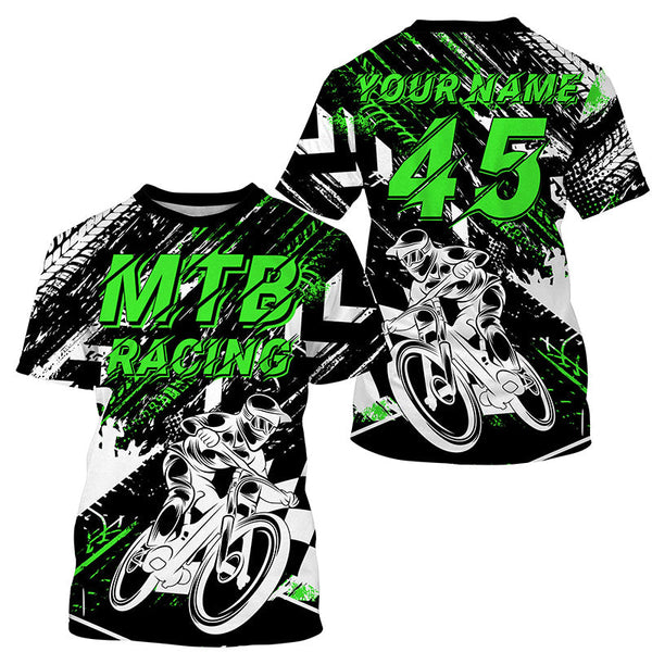 MTB riding jersey adult kids UPF30+ green mountain bike downhill cycling shirt for boys girls| SLC245